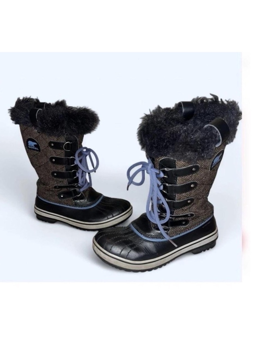 SOREL Winter Boots Women's 7.5 Waterproof Fur Tweed Snow Bunny TOFINO II